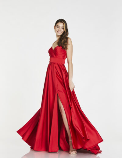 red satin Prom dress